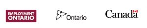 Logos: Employment Ontario, Ontario Provincial Logo, Canada Logo